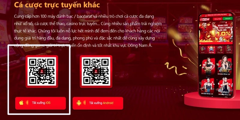 Chọn mục iOS để tải app về điện thoại iOS